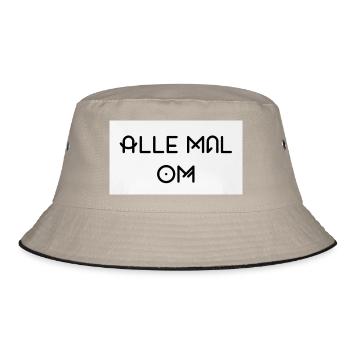 Alle Mal Om – Geometrische Line-Typografie - Bucket Hat - Khaki/Schwarz - Vorne