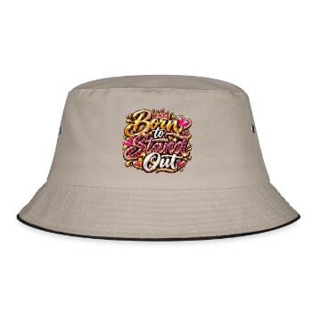 Born to Stand Out Glitzer-Statement - Bucket Hat - Khaki/Schwarz - Vorne
