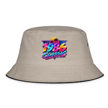 1986 Klassische Neonpalme - Bucket Hat - Khaki/Schwarz - Vorne