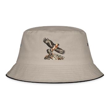 Bartgeier – Majestät der Alpen - Bucket Hat - Khaki/Schwarz - Vorne