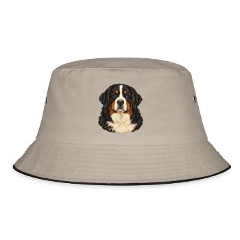 Berner Sennenhund – Treuer Blick - Bucket Hat - Khaki/Schwarz - Vorne