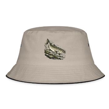Wilde Forelle – Kraft des Bergbachs - Bucket Hat - Khaki/Schwarz - Vorne