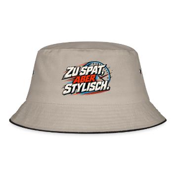 Zu spät, aber stylisch - Bucket Hat - Khaki/Schwarz - Vorne
