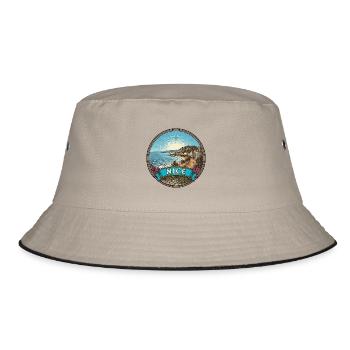Schönes Frankreich Reiseabzeichen Promenade Anglais Geschenk - Bucket Hat - Khaki/Schwarz - Vorne