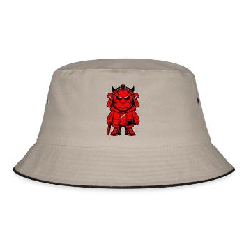 Hypebeast Samurai Oni-Maskottchen - Bucket Hat - Khaki/Schwarz - Vorne