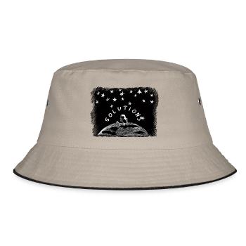 Solutions – Mädchen auf der Weltkugel unter Sterne - Bucket Hat - Khaki/Schwarz - Vorne