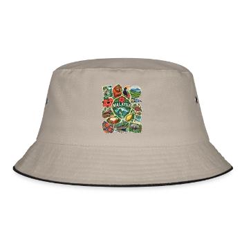Malaysia Reisesticker - Bucket Hat - Khaki/Schwarz - Vorne