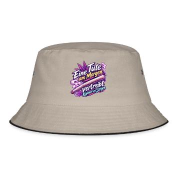 Eine Tüte am Morgen – Lustiger Kiffer Spruch Rosa - Bucket Hat - Khaki/Schwarz - Vorne