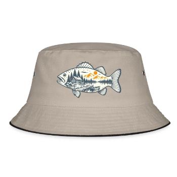 Vintage-Fischen - Bucket Hat - Khaki/Schwarz - Vorne