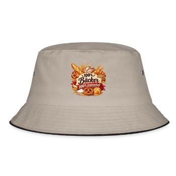 100% Bäcker – Leidenschaft pur - Bucket Hat - Khaki/Schwarz - Vorne