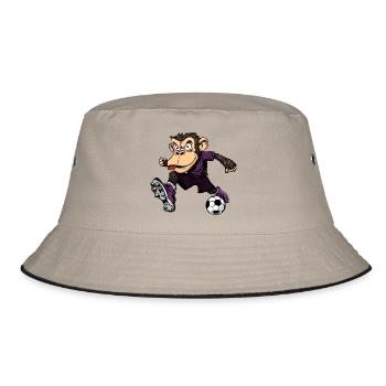 Affen Fussball / Fussballer Affe - Bucket Hat - Khaki/Schwarz - Vorne