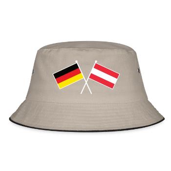 Deutschland & Österreich Flaggen - DACH - Bucket Hat - Khaki/Schwarz - Vorne