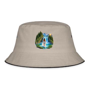 Magischer Wasserfall - Bucket Hat - Khaki/Schwarz - Vorne