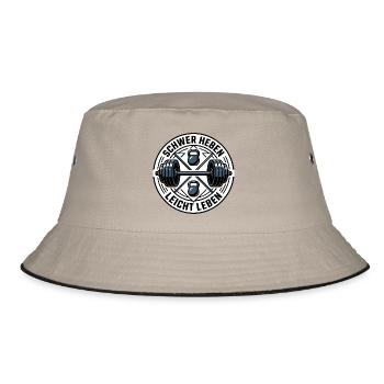 Schwer Heben Leicht Leben Gym - Bucket Hat - Khaki/Schwarz - Vorne