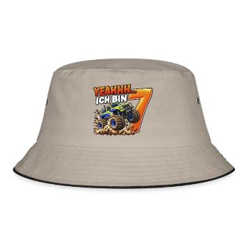 Monstertruck zum 7. Geburtstag – Yeahhh ich bin 7 - Bucket Hat - Khaki/Schwarz - Vorne