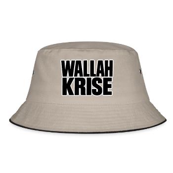 Wallah Krise – Lustiger Spruch - Bucket Hat - Khaki/Schwarz - Vorne