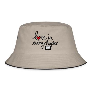 Love in Every Chapter – Design für Bücherliebe - Bucket Hat - Khaki/Schwarz - Vorne
