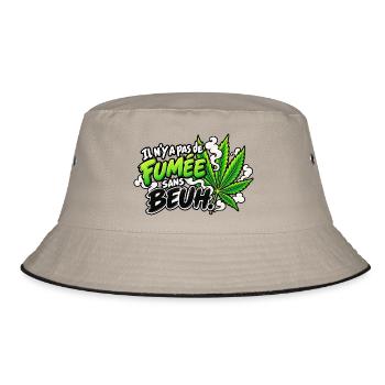 Ohne Gras gibt es keinen Rauch Cannabis Pop Art - Bucket Hat - Khaki/Schwarz - Vorne