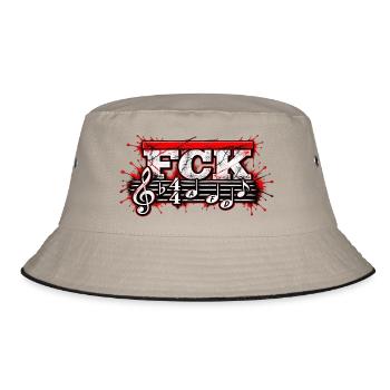 FCK Bassline Noten Splash - Bucket Hat - Khaki/Schwarz - Vorne