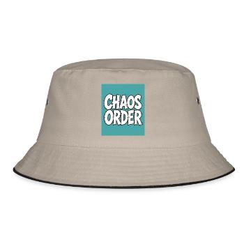 Chaos Order: Comic-Typografie - Bucket Hat - Khaki/Schwarz - Vorne