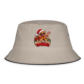 Lebkuchen-Bully – Weihnachts-Unruhestifter - Bucket Hat - Khaki/Schwarz - Vorne
