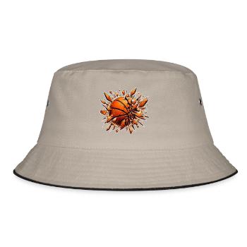 Basketball Zerspringt Glas Explosion Sport Shirt - Bucket Hat - Khaki/Schwarz - Vorne