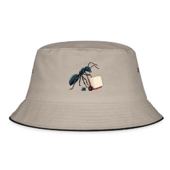 Kraftvolle Ameise mit Kaffee und Zucker - Bucket Hat - Khaki/Schwarz - Vorne