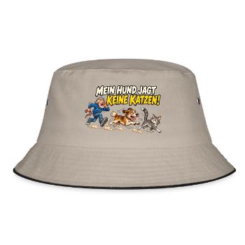 Mein Hund jagt keine Katzen - Bucket Hat - Khaki/Schwarz - Vorne