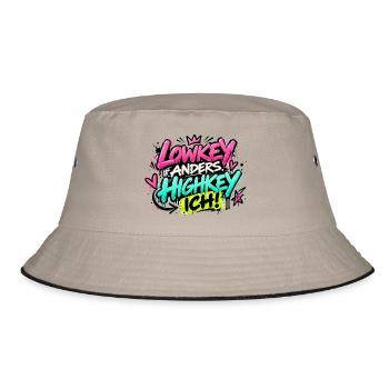 Lowkey Anders Highkey Ich Graffiti - Bucket Hat - Khaki/Schwarz - Vorne