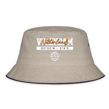 Volendam Niederlande Koordinaten Reise Souvenir - Bucket Hat - Khaki/Schwarz - Vorne