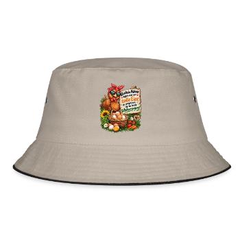Hühner frische Eier und Selbstversorgung ist Glück - Bucket Hat - Khaki/Schwarz - Vorne