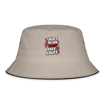 Läuft bei dir – Rückwärts und bergab, aber läuft! - Bucket Hat - Khaki/Schwarz - Vorne