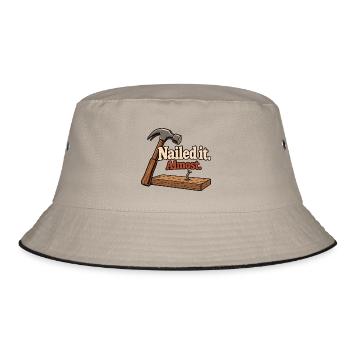 Nailed It Almost - Bucket Hat - Khaki/Schwarz - Vorne