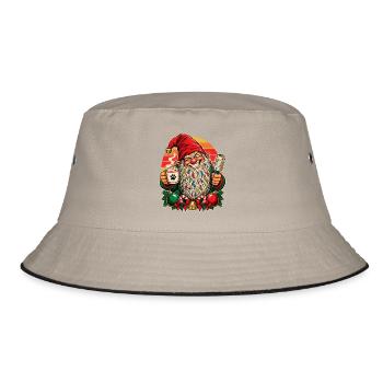 Weihnachtsgnom Hundehaare Lustig Weihnachten - Bucket Hat - Khaki/Schwarz - Vorne