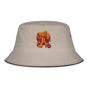 Christmas Lebkuchenmann Couch-Dad Superheld - Bucket Hat - Khaki/Schwarz - Vorne