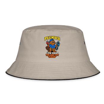 Klempner Ich repariere das, was der letzte Typ lustig repariert hat - Bucket Hat - Khaki/Schwarz - Vorne
