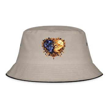 Herzbaum Tag Nacht Harmonie - Bucket Hat - Khaki/Schwarz - Vorne