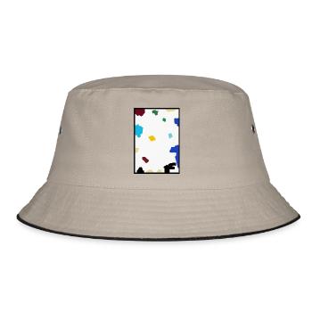Abstraktes Konfetti auf weißer Leinwand - Bucket Hat - Khaki/Schwarz - Vorne