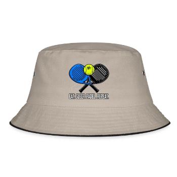 Padel, Padel-Sport, Padel-Humor - Bucket Hat - Khaki/Schwarz - Vorne