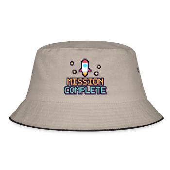 Pixel Mission Abgeschlossen - Bucket Hat - Khaki/Schwarz - Vorne