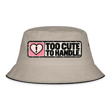 Too Cute to Handle – Cute Retro Heart - Bucket Hat - Khaki/Schwarz - Vorne