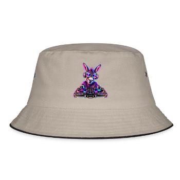 Neon DJ Donkey - Bucket Hat - Khaki/Schwarz - Vorne
