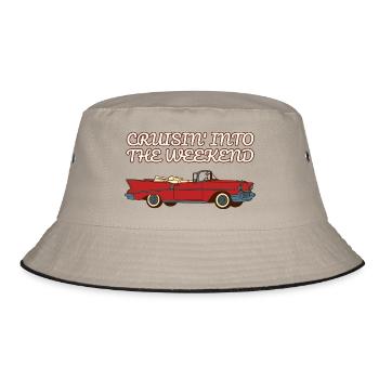 Cruisin ins Wochenende Retro-Auto 50er - Bucket Hat - Khaki/Schwarz - Vorne