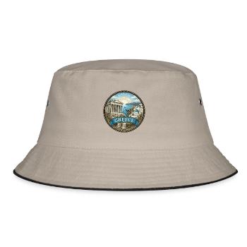 Griechenland Reiseabzeichen Akropolis & Santorini Souvenir - Bucket Hat - Khaki/Schwarz - Vorne
