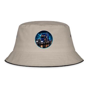 Truck Nachtfahrt – Langhauber Trucker Motiv - Bucket Hat - Khaki/Schwarz - Vorne