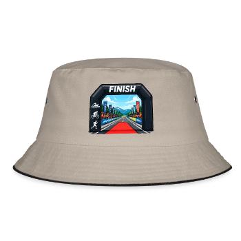 Finishlinie Sprint-Event Illustration - Bucket Hat - Khaki/Schwarz - Vorne