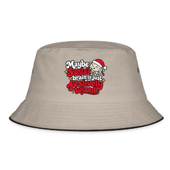 Vielleicht Santas Gehirn festlich verrückt - Bucket Hat - Khaki/Schwarz - Vorne