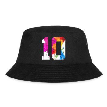 FARBIG NUMMER 10 BUNT 10. GEBURTSTAG - Bucket Hat - Schwarz - Vorne - Lela (165cm)
