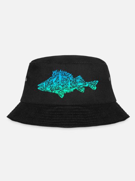 Barsch Angeln Fisch farbig Barschangeln Angler - Bucket Hat - Schwarz