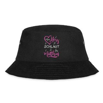Mein Herz schlägt für Matthias - Bucket Hat - Schwarz - Vorne - Lela (165cm)